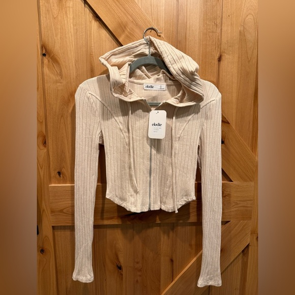 Elodie Women’s Beige Zip Up Hoodie Size S NWT - Picture 1 of 4